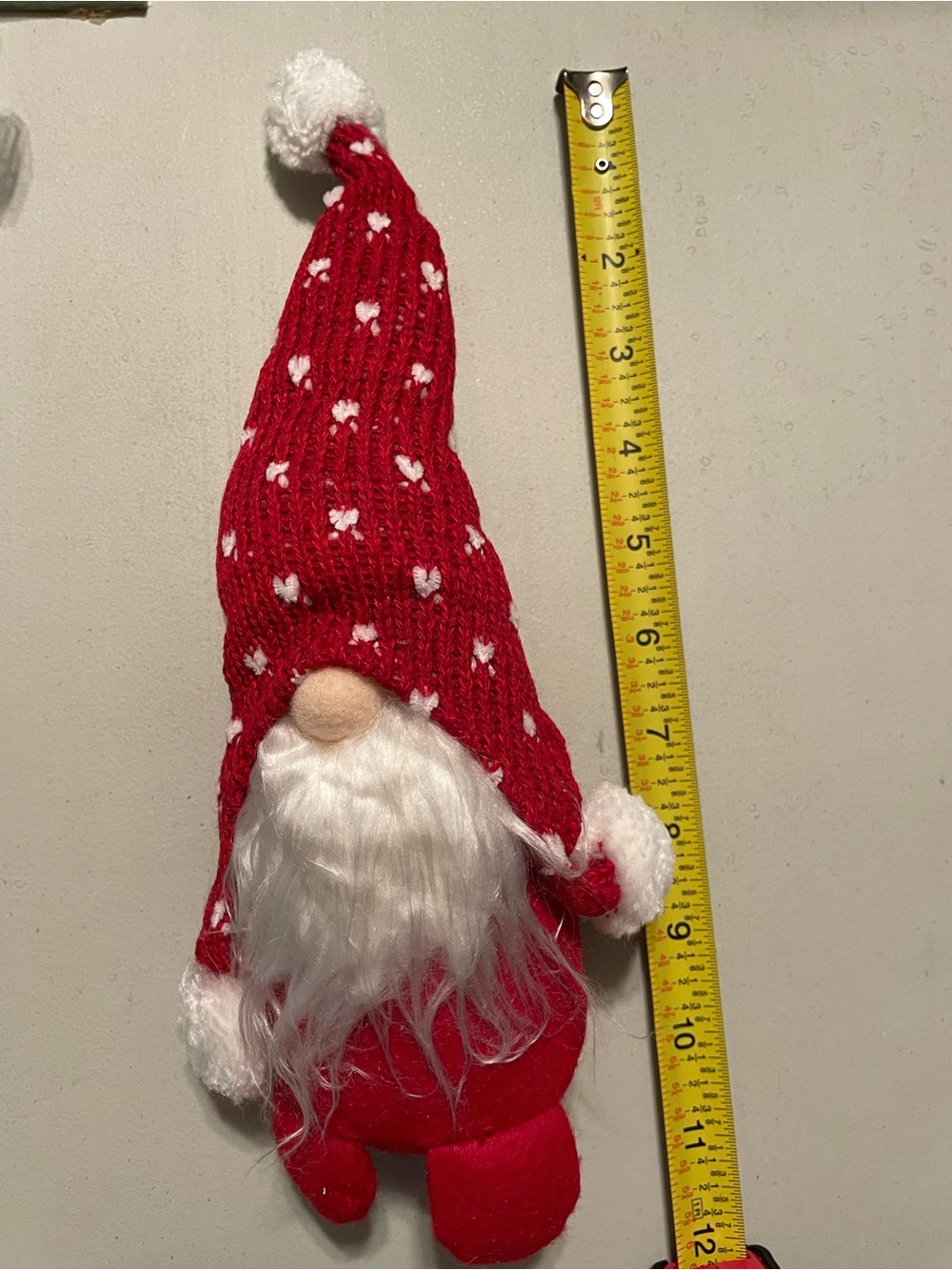 Red Holiday Gnome Plush with White Accents - Shelf sitter New